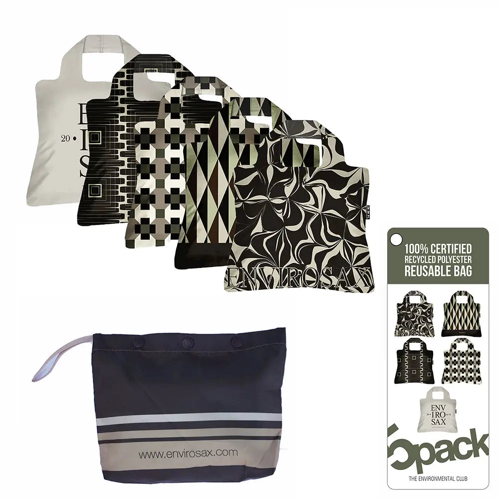 Envirosax Reusable Bags – Full Pouch Set of 5 | Eco-Friendly Tote Set