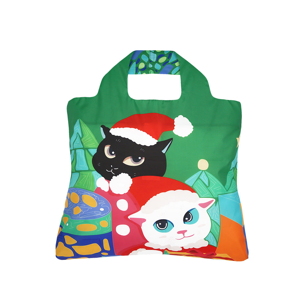 Bolsa reutilizable Envirosax - Gato navideño verde