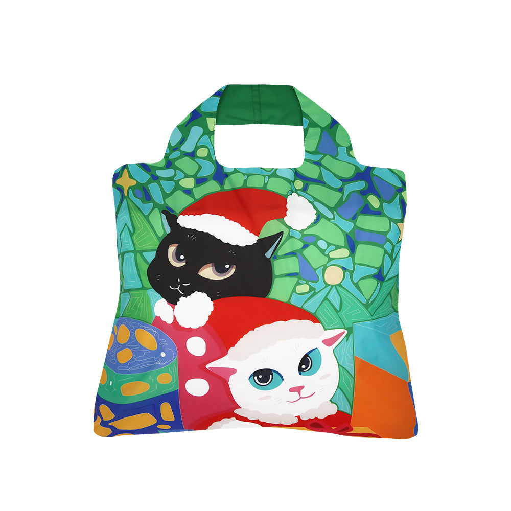 Bolsa reutilizable Envirosax - Gato navideño verde