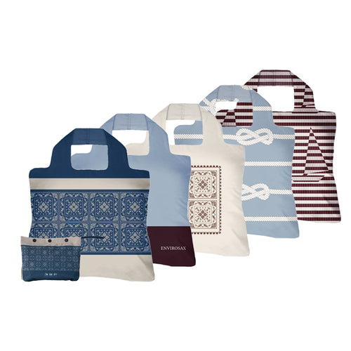 Envirosax Full Pouch Sets – Porto Soleil Set of 5 | Eco-Friendly Foldable Tote Bags Envirosax